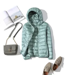 Women's Ultra-Light Short Hooded White Duck Down Jacket-4