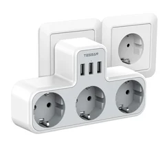 Tessan 6-in-1 Wall Outlet with 3 AC Ports, 2 USB-C and 1 USB-A-14