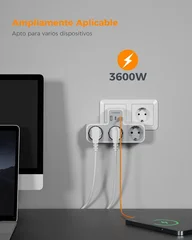 Tessan 6-in-1 Wall Outlet with 3 AC Ports, 2 USB-C and 1 USB-A-4