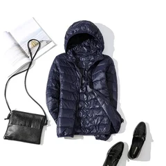 Women's Ultra-Light Short Hooded White Duck Down Jacket-6