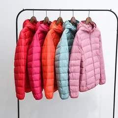 Women's Ultra-Light Short Hooded White Duck Down Jacket-12