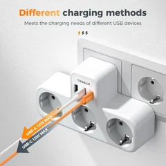Tessan 6-in-1 Wall Outlet with 3 AC Ports, 2 USB-C and 1 USB-A-7