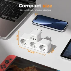 Tessan 6-in-1 Wall Outlet with 3 AC Ports, 2 USB-C and 1 USB-A-8