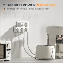 Tessan 6-in-1 Wall Outlet with 3 AC Ports, 2 USB-C and 1 USB-A-9