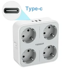 Tessan 6-in-1 Wall Outlet with 3 AC Ports, 2 USB-C and 1 USB-A-18