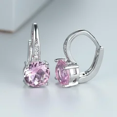 7mm Round Cut Glass Stone Hook Drop Dangle Earrings-44