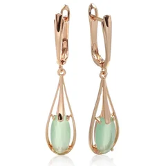 Kinel Green Cubic Zirconia Long Drop Earrings for Women-10