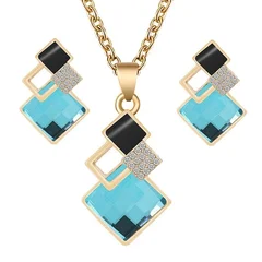 Crystal Pendant Necklace and Earrings Set for Women-1