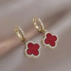 Rhinestone Four-Leaf Clover Women's Earrings-7