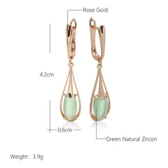 Kinel Green Cubic Zirconia Long Drop Earrings for Women-4