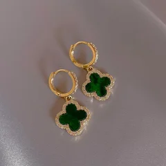 Rhinestone Four-Leaf Clover Women's Earrings-3