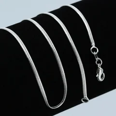 Fashion Silver Color Flat Snake Chain Necklace 2mm Width-5