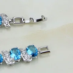 Sky Blue Cubic Zirconia Charm Bracelet for Women-12