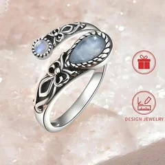 Moonstone Vintage Boho Adjustable Ring-3