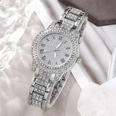 6-teiliges Damen-Set mit Strass-Quarz-Analoguhr und Schmuck-4