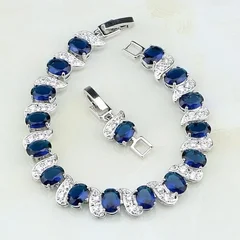 Sky Blue Cubic Zirconia Charm Bracelet for Women-11