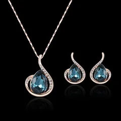 Elegant Waterdrop Pendant Necklace and Hook Earrings Jewelry Set for Women-2