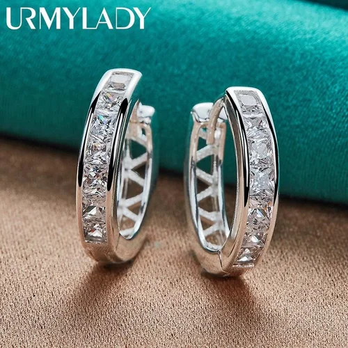 925 Sterling Silver Round Zircon Clip Earrings
