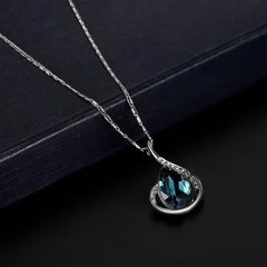 Elegant Waterdrop Pendant Necklace and Hook Earrings Jewelry Set for Women-3
