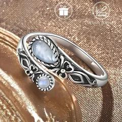 Moonstone Vintage Boho Adjustable Ring-2