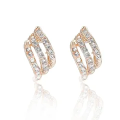 Glass Flower Drop Rhinestone Earrings for Women-4