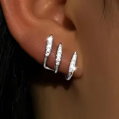 Silver Claw Earring Set for Women-4