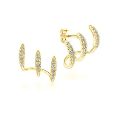 Gold Color Crystal Geometric Stud Earrings-2