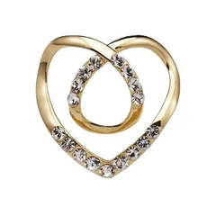 Broche de Lenço Coração com Strass de Metal Feminino-4