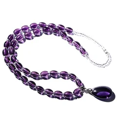Amethyst Raw Stone Pendant Necklace and Bracelet Set-2