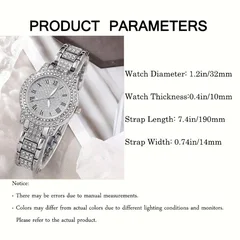 6-teiliges Damen-Set mit Strass-Quarz-Analoguhr und Schmuck-5