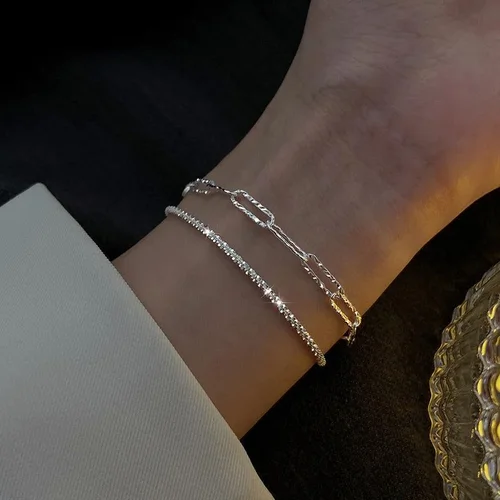 Sparkling Gypsophila Two-Piece Stacked Bracelet
