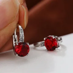 7mm Round Cut Glass Stone Hook Drop Dangle Earrings-19