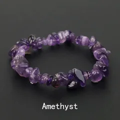 Natural Amethyst Irregular Chip Bead Stretch Bracelet-22