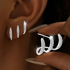 Silver Claw Earring Set for Women-6