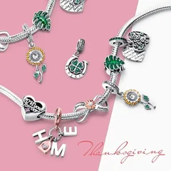 925 Silver Family Tree and Lucky Clover Charm Bead-4