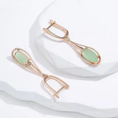 Kinel Green Cubic Zirconia Long Drop Earrings for Women-7