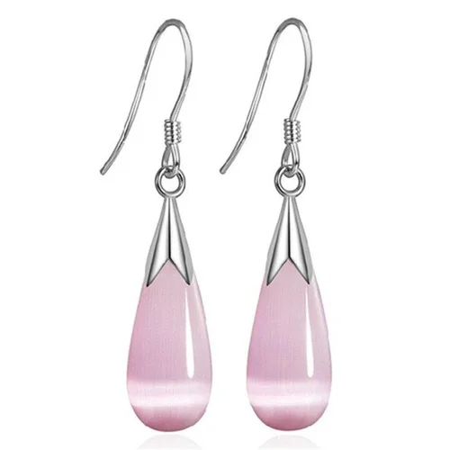 Opal Glass Dangle Drop Earrings