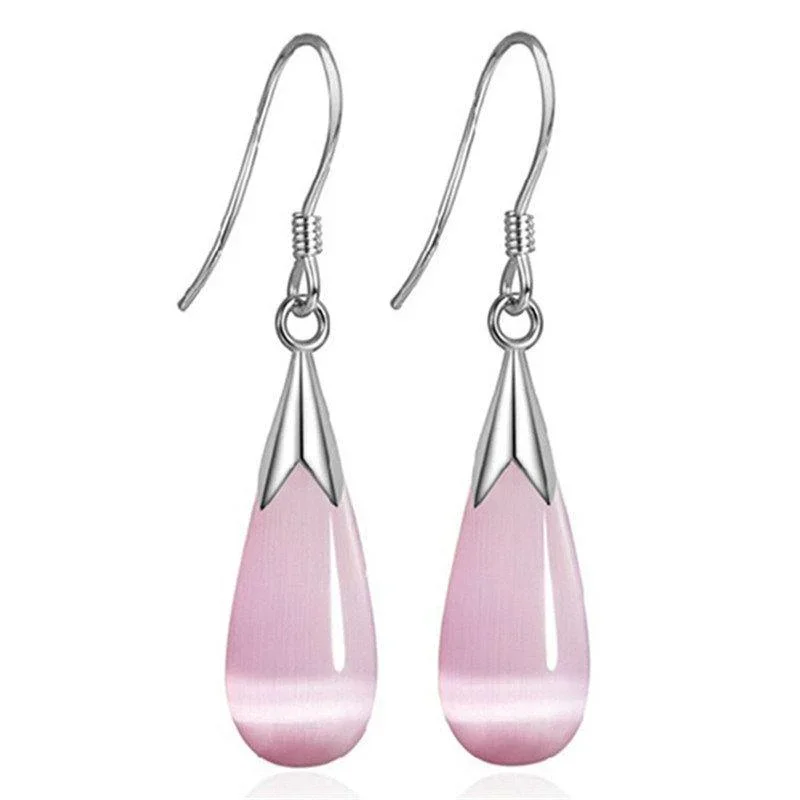 Opal Glass Dangle Drop Earrings