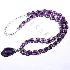 Amethyst Raw Stone Pendant Necklace and Bracelet Set-5