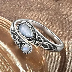 Moonstone Vintage Boho Adjustable Ring-9