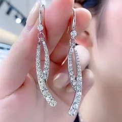 Shiny Silver Geometric Long Drop Earrings-2