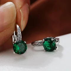 7mm Round Cut Glass Stone Hook Drop Dangle Earrings-16