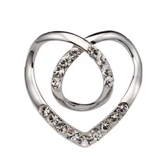 Broche de Lenço Coração com Strass de Metal Feminino-5