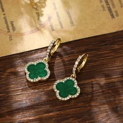 Rhinestone Four-Leaf Clover Women's Earrings-5