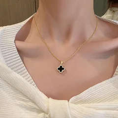 Four-Leaf Clover Rhinestone Pendant Necklace for Women-5