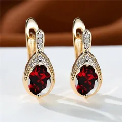Teardrop Stone Dangle Earrings in Gold Color for Women-10