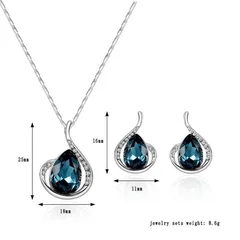 Elegant Waterdrop Pendant Necklace and Hook Earrings Jewelry Set for Women-6