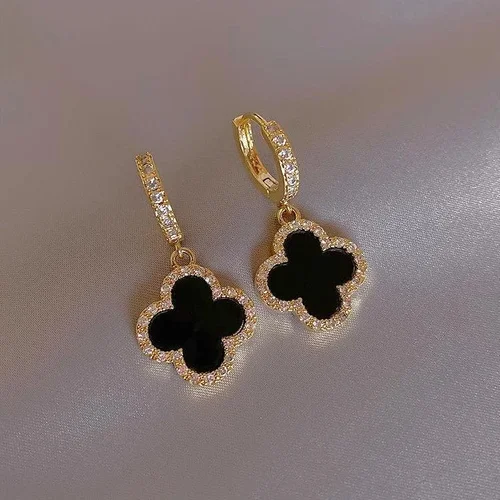Rhinestone Four-Leaf Clover Women's Earrings