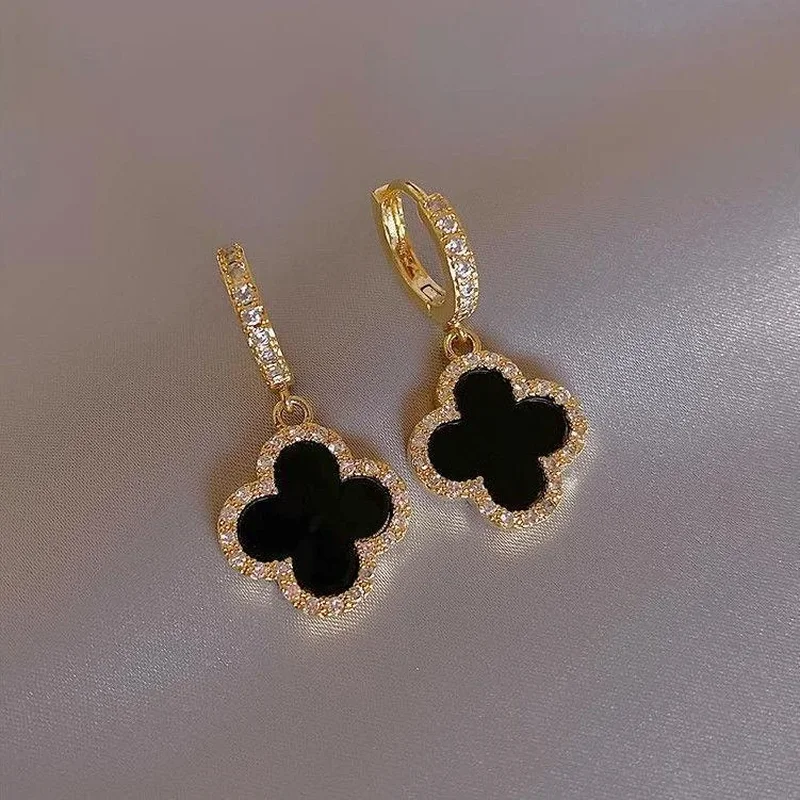 Rhinestone Four-Leaf Clover Women's Earrings