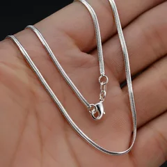 Fashion Silver Color Flat Snake Chain Necklace 2mm Width-2